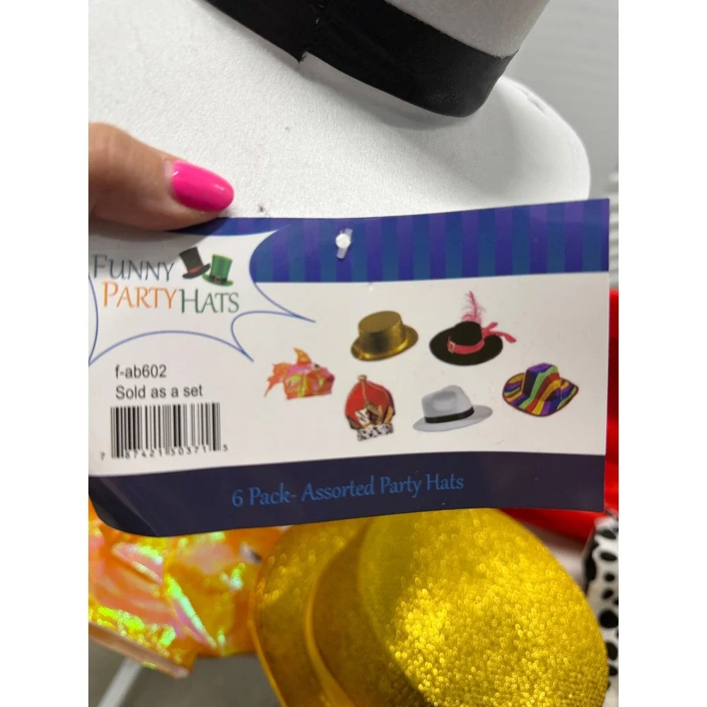 Funny Party Hats 6 Pack Assorted Novelty Costume Hats Rainbow King Pirate Gold